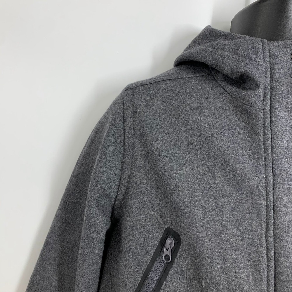 Woolrich Womens L/G Charcoal Gray Hooded Wool Blend Jacket Coat - Picture 3 of 13